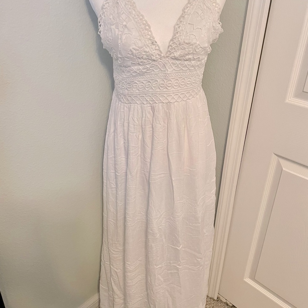 White Crochet Top Maxi Dress (L)